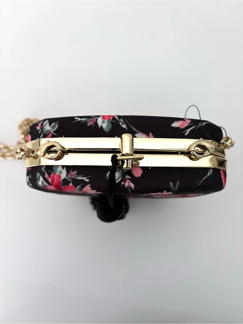 White House Black Market Black Floral Box Clutch Crossbody Bag NWT